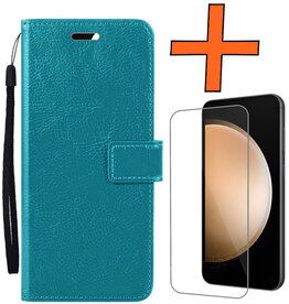 Nomfy Nomfy Samsung Galaxy S23 FE Hoesje Bookcase Met Screenprotector - Turquoise