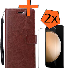 Nomfy Nomfy Samsung Galaxy S23 FE Hoesje Bookcase Met 2x Screenprotector - Bruin