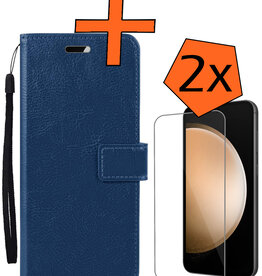 Nomfy Nomfy Samsung Galaxy S23 FE Hoesje Bookcase Met 2x Screenprotector - Donkerblauw