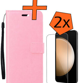 Nomfy Nomfy Samsung Galaxy S23 FE Hoesje Bookcase Met 2x Screenprotector - Lichtroze