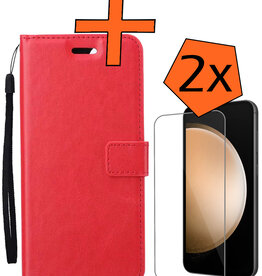 Nomfy Nomfy Samsung Galaxy S23 FE Hoesje Bookcase Met 2x Screenprotector - Rood