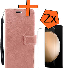 Nomfy Nomfy Samsung Galaxy S23 FE Hoesje Bookcase Met 2x Screenprotector - Rose Goud