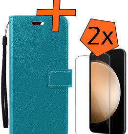Nomfy Nomfy Samsung Galaxy S23 FE Hoesje Bookcase Met 2x Screenprotector - Turquoise