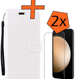 Nomfy Nomfy Samsung Galaxy S23 FE Hoesje Bookcase Met 2x Screenprotector - Wit