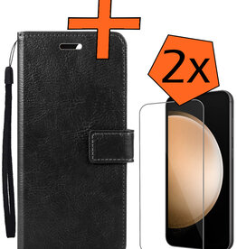 Nomfy Nomfy Samsung Galaxy S23 FE Hoesje Bookcase Met 2x Screenprotector - Zwart