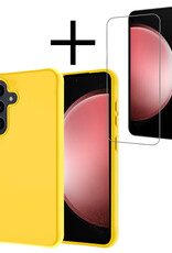 NoXx Hoes Geschikt voor Samsung S23 FE Hoesje Cover Siliconen Back Case Hoes Met Screenprotector - Geel
