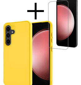 NoXx NoXx Samsung Galaxy S23 FE Hoesje Siliconen Met Screenprotector - Geel