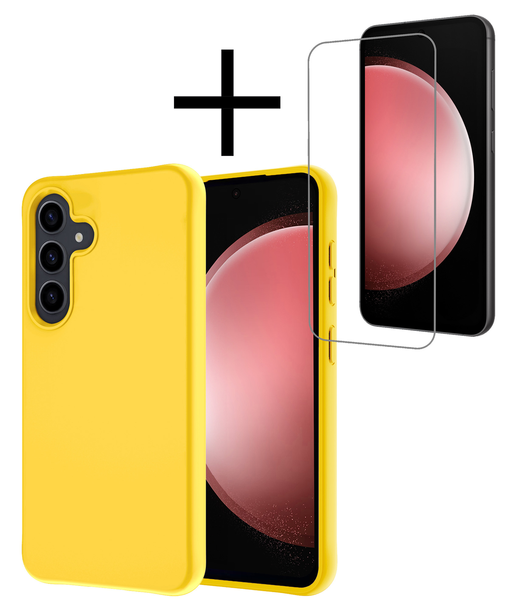NoXx Hoes Geschikt voor Samsung S23 FE Hoesje Cover Siliconen Back Case Hoes Met Screenprotector - Geel