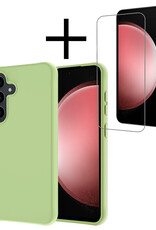 NoXx Hoes Geschikt voor Samsung S23 FE Hoesje Cover Siliconen Back Case Hoes Met Screenprotector - Groen