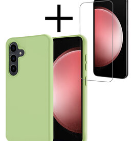 NoXx NoXx Samsung Galaxy S23 FE Hoesje Siliconen Met Screenprotector - Groen