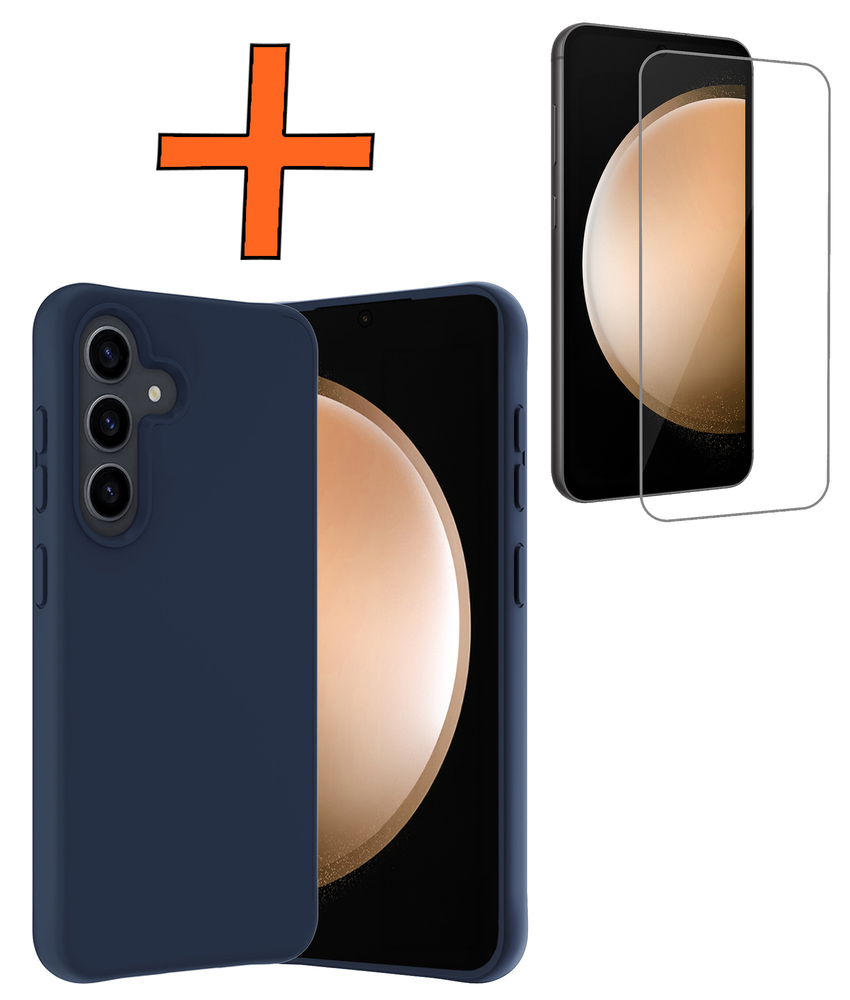 Nomfy Hoesje Geschikt voor Samsung S23 FE Hoesje Siliconen Cover Case Met Screenprotector - Hoes Geschikt voor Samsung Galaxy S23 FE Hoes Back Case - Donkerblauw