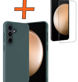 Nomfy Nomfy Samsung Galaxy S23 FE Hoesje Siliconen Met Screenprotector - Donkergroen