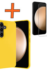 Nomfy Hoesje Geschikt voor Samsung S23 FE Hoesje Siliconen Cover Case Met Screenprotector - Hoes Geschikt voor Samsung Galaxy S23 FE Hoes Back Case - Geel