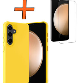 Nomfy Nomfy Samsung Galaxy S23 FE Hoesje Siliconen Met Screenprotector - Geel