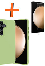 Nomfy Hoesje Geschikt voor Samsung S23 FE Hoesje Siliconen Cover Case Met Screenprotector - Hoes Geschikt voor Samsung Galaxy S23 FE Hoes Back Case - Groen