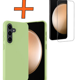 Nomfy Nomfy Samsung Galaxy S23 FE Hoesje Siliconen Met Screenprotector - Groen