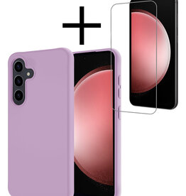 NoXx NoXx Samsung Galaxy S23 FE Hoesje Siliconen Met Screenprotector - Lila