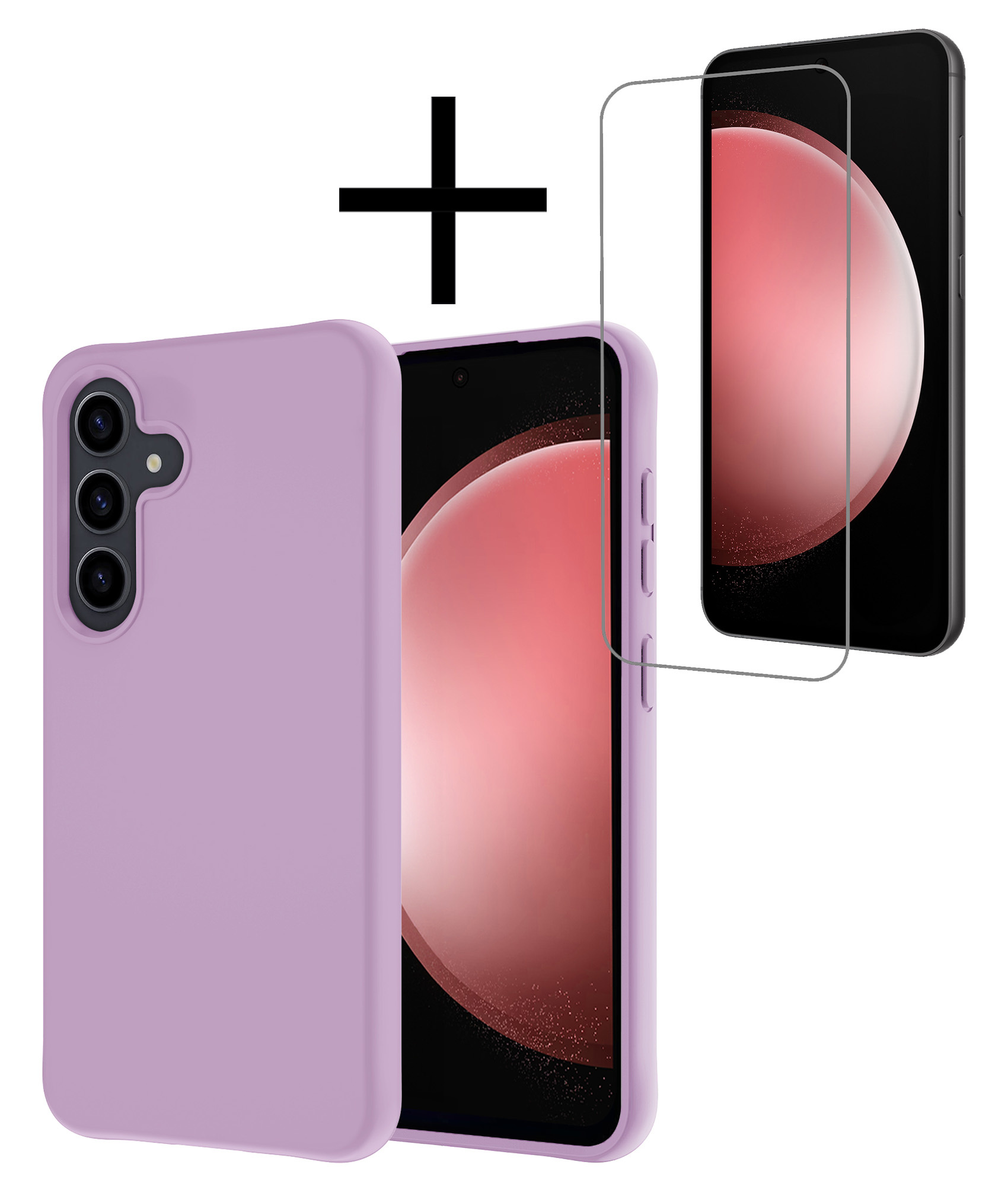 NoXx Hoes Geschikt voor Samsung S23 FE Hoesje Cover Siliconen Back Case Hoes Met Screenprotector - Lila