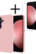 NoXx Hoes Geschikt voor Samsung S23 FE Hoesje Cover Siliconen Back Case Hoes Met Screenprotector - Lichtroze