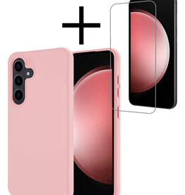 NoXx NoXx Samsung Galaxy S23 FE Hoesje Siliconen Met Screenprotector - Lichtroze