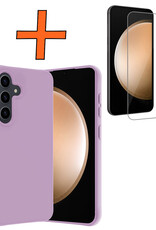 Nomfy Hoesje Geschikt voor Samsung S23 FE Hoesje Siliconen Cover Case Met Screenprotector - Hoes Geschikt voor Samsung Galaxy S23 FE Hoes Back Case - Lila