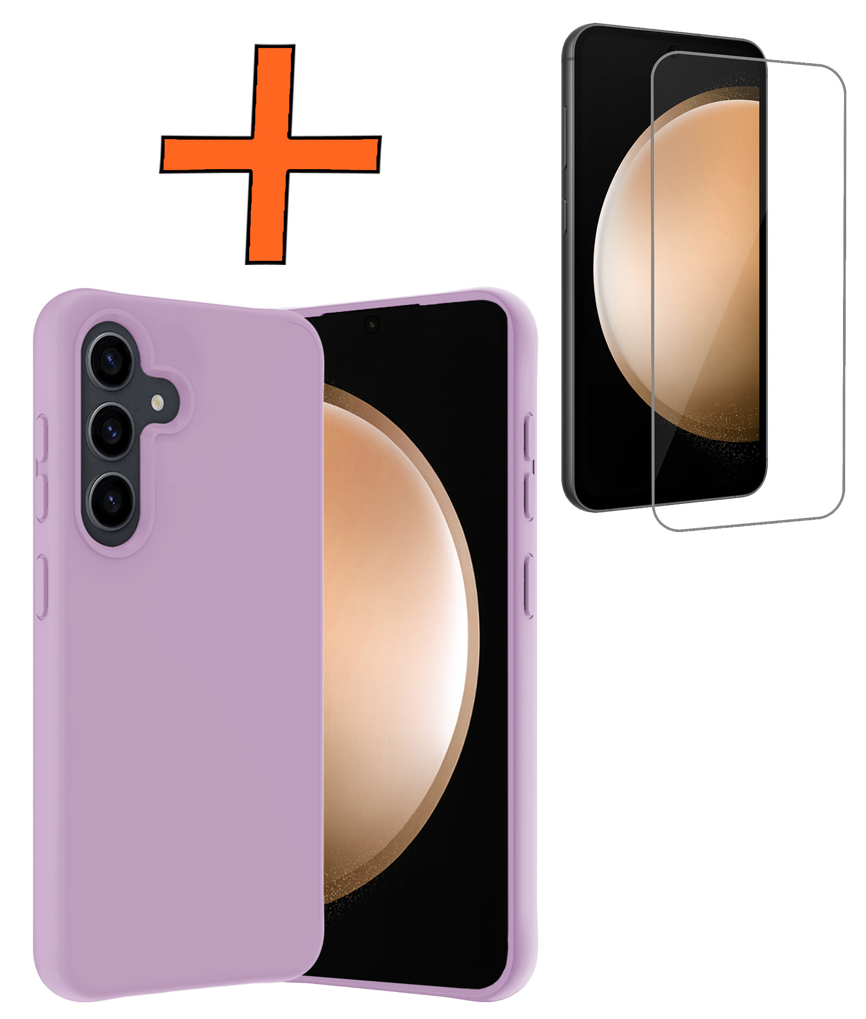 Nomfy Hoesje Geschikt voor Samsung S23 FE Hoesje Siliconen Cover Case Met Screenprotector - Hoes Geschikt voor Samsung Galaxy S23 FE Hoes Back Case - Lila