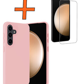 Nomfy Nomfy Samsung Galaxy S23 FE Hoesje Siliconen Met Screenprotector - Lichtroze