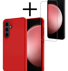 NoXx NoXx Samsung Galaxy S23 FE Hoesje Siliconen Met Screenprotector - Rood