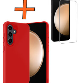 Nomfy Nomfy Samsung Galaxy S23 FE Hoesje Siliconen Met Screenprotector - Rood