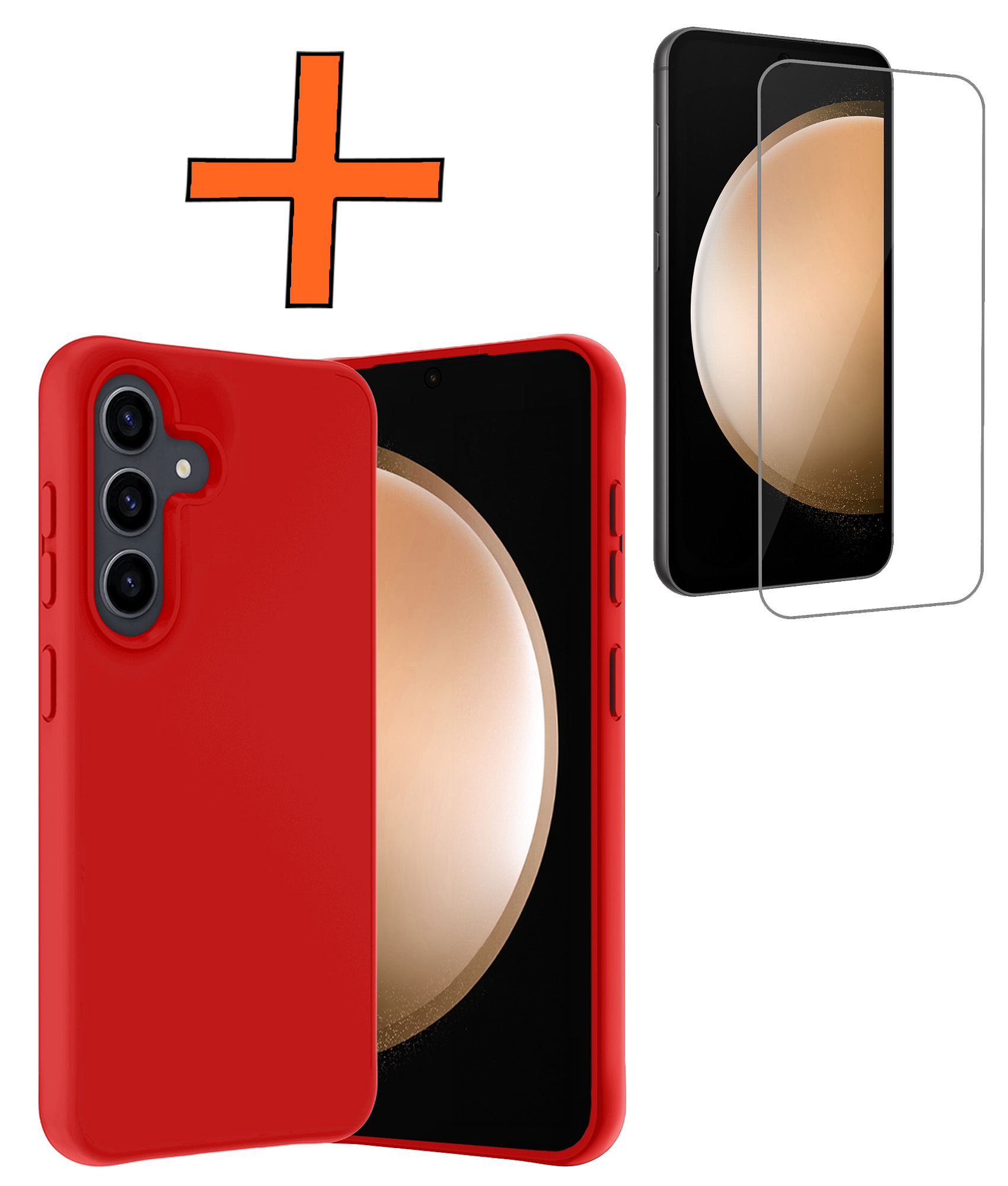 Nomfy Hoesje Geschikt voor Samsung S23 FE Hoesje Siliconen Cover Case Met Screenprotector - Hoes Geschikt voor Samsung Galaxy S23 FE Hoes Back Case - Rood