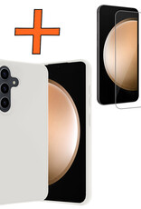 Nomfy Hoesje Geschikt voor Samsung S23 FE Hoesje Siliconen Cover Case Met Screenprotector - Hoes Geschikt voor Samsung Galaxy S23 FE Hoes Back Case - Wit