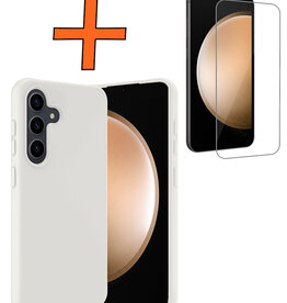 Nomfy Nomfy Samsung Galaxy S23 FE Hoesje Siliconen Met Screenprotector - Wit