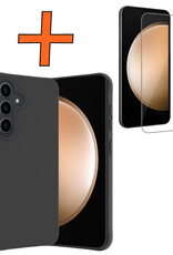 Nomfy Hoesje Geschikt voor Samsung S23 FE Hoesje Siliconen Cover Case Met Screenprotector - Hoes Geschikt voor Samsung Galaxy S23 FE Hoes Back Case - Zwart