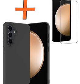 Nomfy Nomfy Samsung Galaxy S23 FE Hoesje Siliconen Met Screenprotector - Zwart