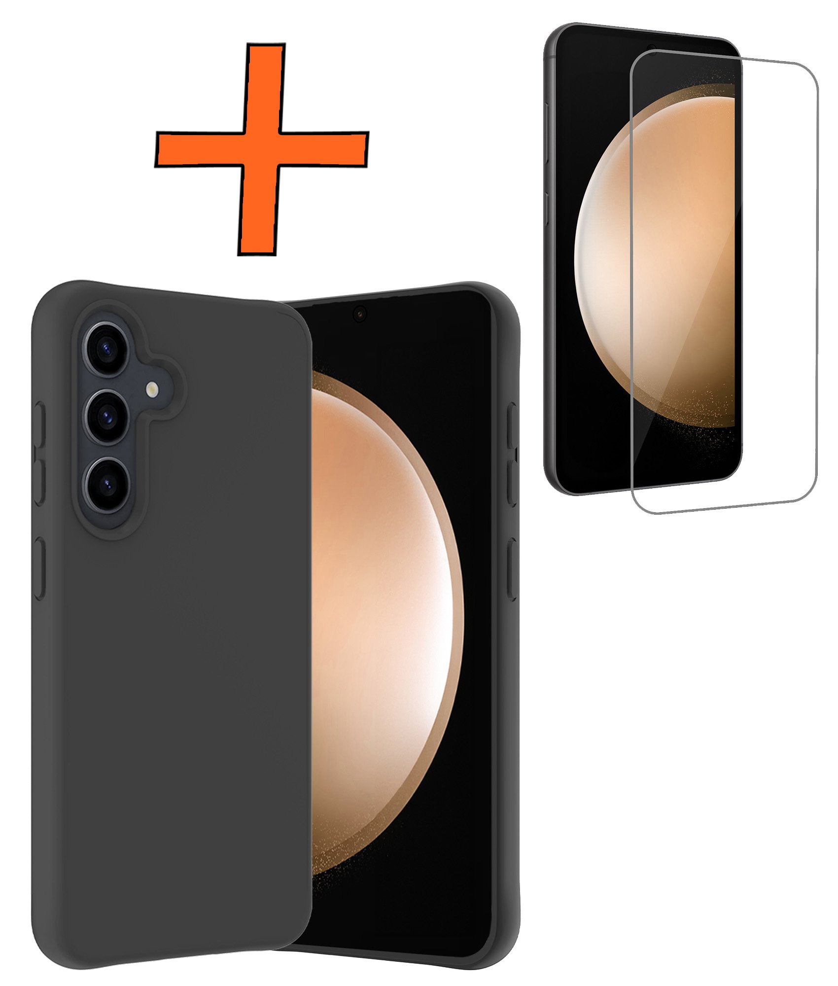 Nomfy Hoesje Geschikt voor Samsung S23 FE Hoesje Siliconen Cover Case Met Screenprotector - Hoes Geschikt voor Samsung Galaxy S23 FE Hoes Back Case - Zwart