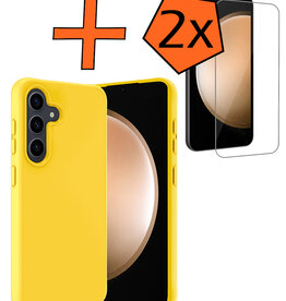 Nomfy Nomfy Samsung Galaxy S23 FE Hoesje Siliconen Met 2x Screenprotector - Geel