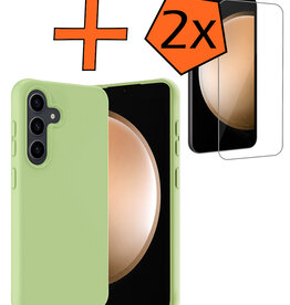Nomfy Nomfy Samsung Galaxy S23 FE Hoesje Siliconen Met 2x Screenprotector - Groen