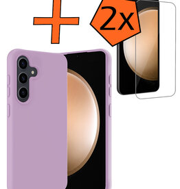 Nomfy Nomfy Samsung Galaxy S23 FE Hoesje Siliconen Met 2x Screenprotector - Lila