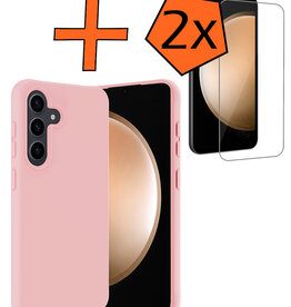Nomfy Nomfy Samsung Galaxy S23 FE Hoesje Siliconen Met 2x Screenprotector - Lichtroze