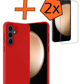 Nomfy Nomfy Samsung Galaxy S23 FE Hoesje Siliconen Met 2x Screenprotector - Rood