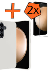 Nomfy Hoesje Geschikt voor Samsung S23 FE Hoesje Siliconen Cover Case Met 2x Screenprotector - Hoes Geschikt voor Samsung Galaxy S23 FE Hoes Back Case - Wit