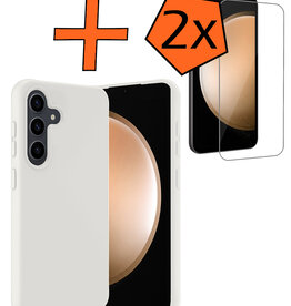 Nomfy Nomfy Samsung Galaxy S23 FE Hoesje Siliconen Met 2x Screenprotector - Wit