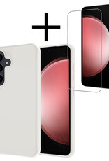 NoXx Hoes Geschikt voor Samsung S23 FE Hoesje Cover Siliconen Back Case Hoes Met Screenprotector - Wit