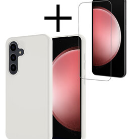 NoXx NoXx Samsung Galaxy S23 FE Hoesje Siliconen Met Screenprotector - Wit