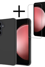NoXx Hoes Geschikt voor Samsung S23 FE Hoesje Cover Siliconen Back Case Hoes Met Screenprotector - Zwart