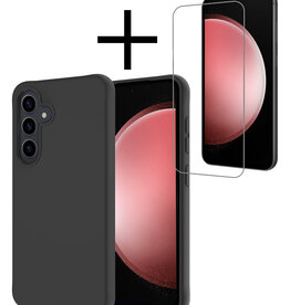 NoXx NoXx Samsung Galaxy S23 FE Hoesje Siliconen Met Screenprotector - Zwart