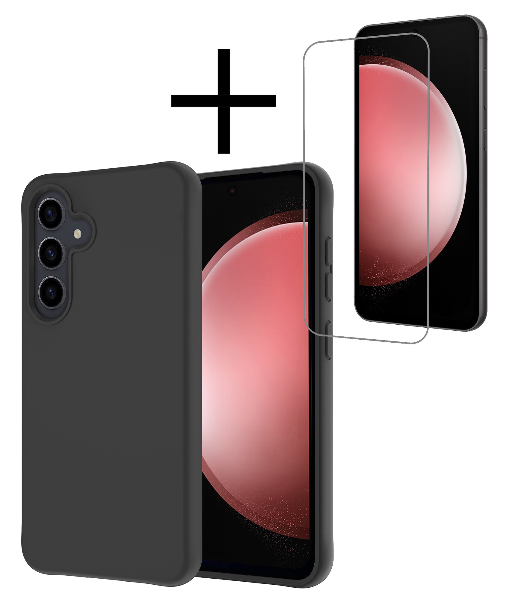 NoXx Hoes Geschikt voor Samsung S23 FE Hoesje Cover Siliconen Back Case Hoes Met Screenprotector - Zwart