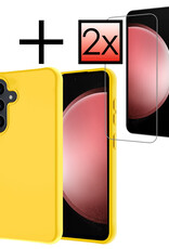 NoXx Hoes Geschikt voor Samsung S23 FE Hoesje Cover Siliconen Back Case Hoes Met 2x Screenprotector - Geel