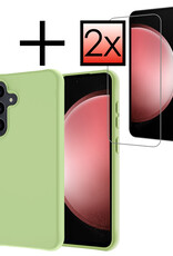 NoXx Hoes Geschikt voor Samsung S23 FE Hoesje Cover Siliconen Back Case Hoes Met 2x Screenprotector - Groen