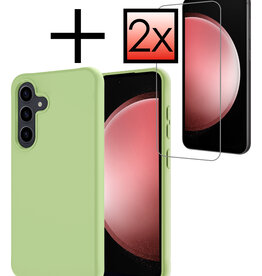 NoXx NoXx Samsung Galaxy S23 FE Hoesje Siliconen Met 2x Screenprotector - Groen